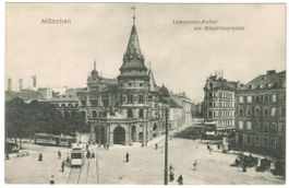 AK München Löwenbräu-Keller am Stiegelmayrplatz mit Tram