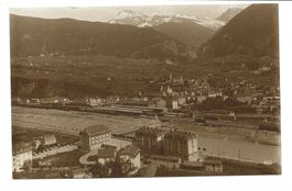 Brig (VS) mit Blick gegen Simplon - Bahnhof - Rhone - 1924