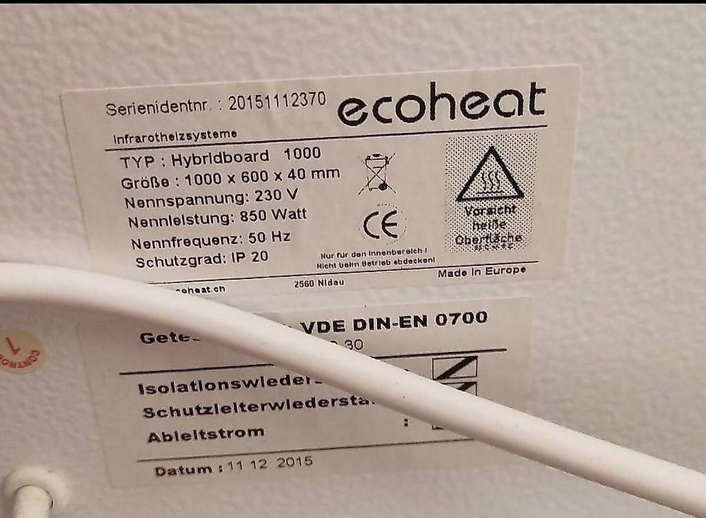Radiatori: ecoheat Elektro Heitzung 230V – Usato da Gerlafingen venduto da Gnomkeller 1