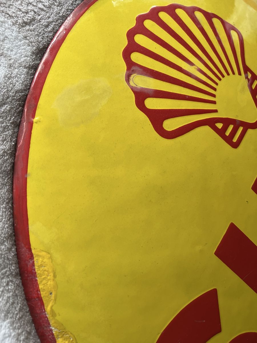 Shell Insegne: Shell Benzin-Pumpe Schild,  Emailschild – Usato da Mellingen venduto da Oelquelle 2