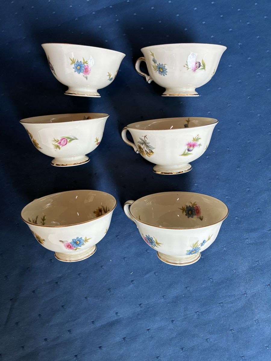 Rosenthal Tassen: Rosenthal 6 Moccatassen mit Blumendecor  – Gebraucht aus Dornach von Rosengarten 4