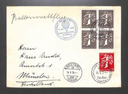 1939 Viererblock 229yB LANDI BALLONWETTFLIEGEN - Bäretswil