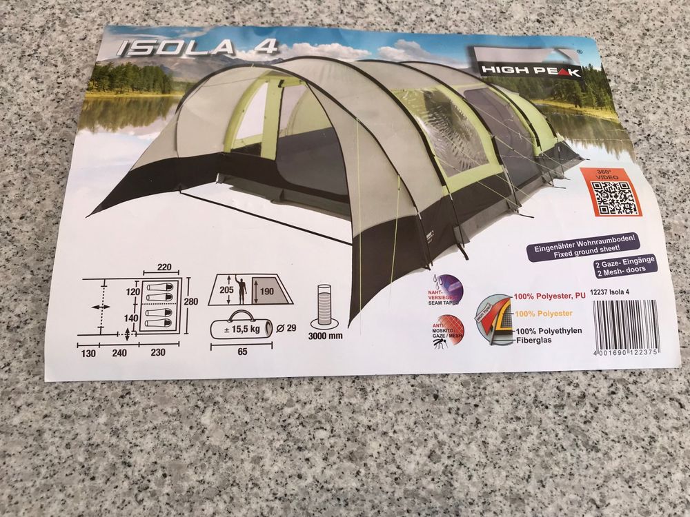 Outsunny Familienzelt Für 4-6 Personen – Tunnelzelt, Wasserdicht 3000 Mm, 2 Schlafzimmer, 2 Türen, Inkl. Transporttasche