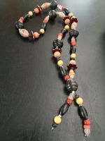 Schöne Kette Holz schwarz rot rosa beige Ethno NEU