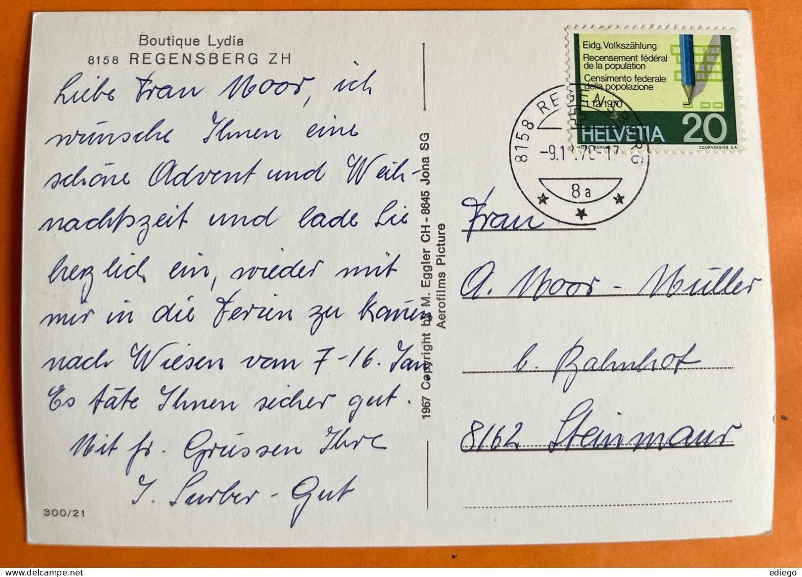 Cartoline postali: REGENSBERG 1970 – Usato da Lutry venduto da Ediego 1