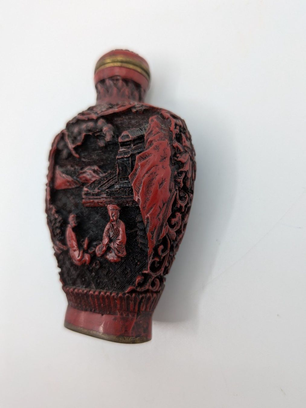 Sculture & Statue: Chinesisches Rotlack Schnupftabakfläschen Snuff bottle – Usato da Emmen venduto da Brockofsky 1