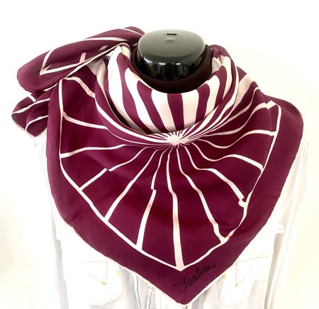 Eleganter Schal Foulard Bordeauxrot-Creme/ grafischem Muster