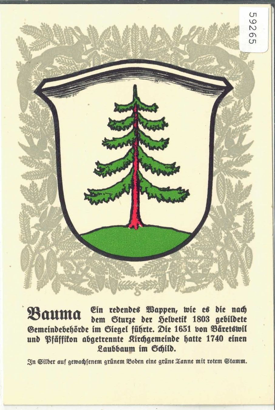 Cartoline postali: Gemeindewappen - Bauma – Usato da Ettingen venduto da Kartenplanet