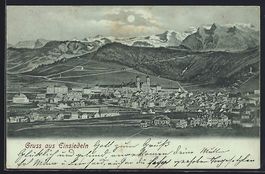 Mondschein-AK Einsiedeln, Totalansicht g