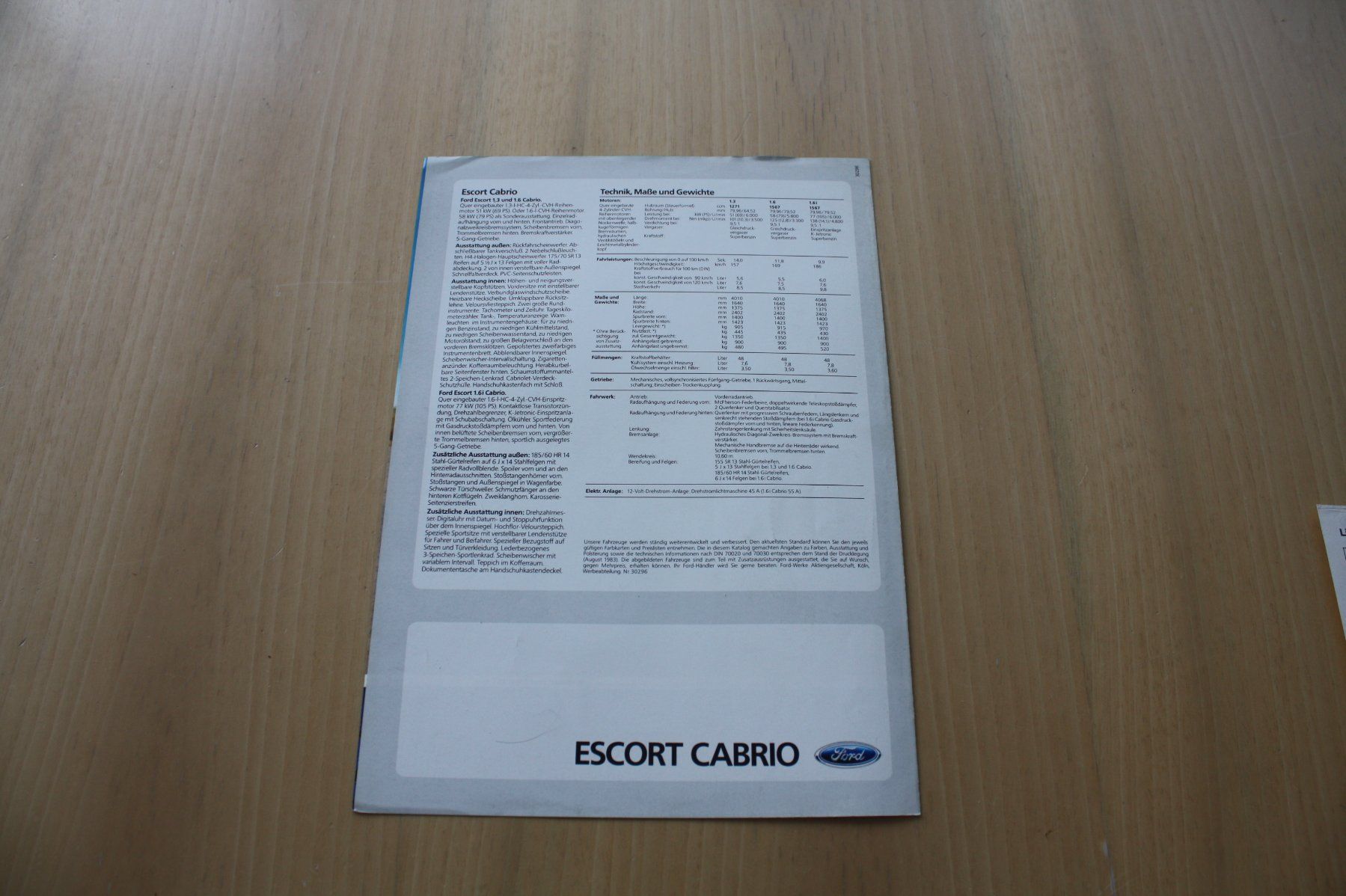 Ford Documenti: Ford Escort Cabrio Prospekt 9/1993 – Usato da Wikon venduto da erwin400 2