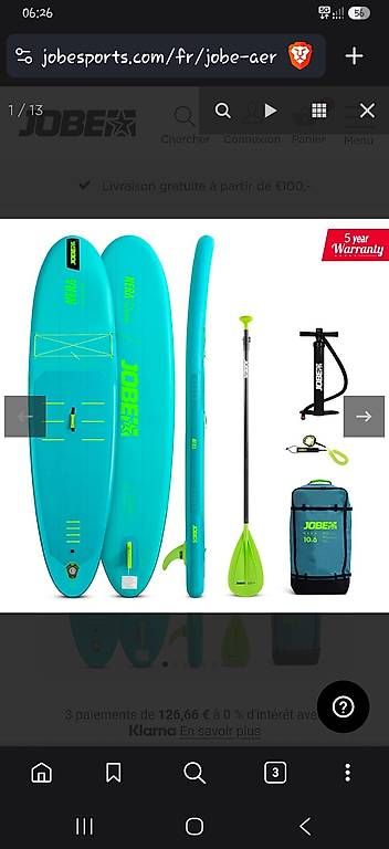 Tavole da surf e di nuoto: Jobe Aero Nera SUP Lite Board 10.6  – Nuovo e nell'imballaggio originale da Puidoux venduto da FunambuleVd 1