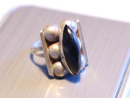 Designer Ring Silber aus Mexiko mit schwarzem Onyx Edelstein