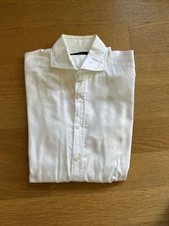 Windsor Leinenhemd weiss Gr. 39 Shaped Fit Haifischkragen