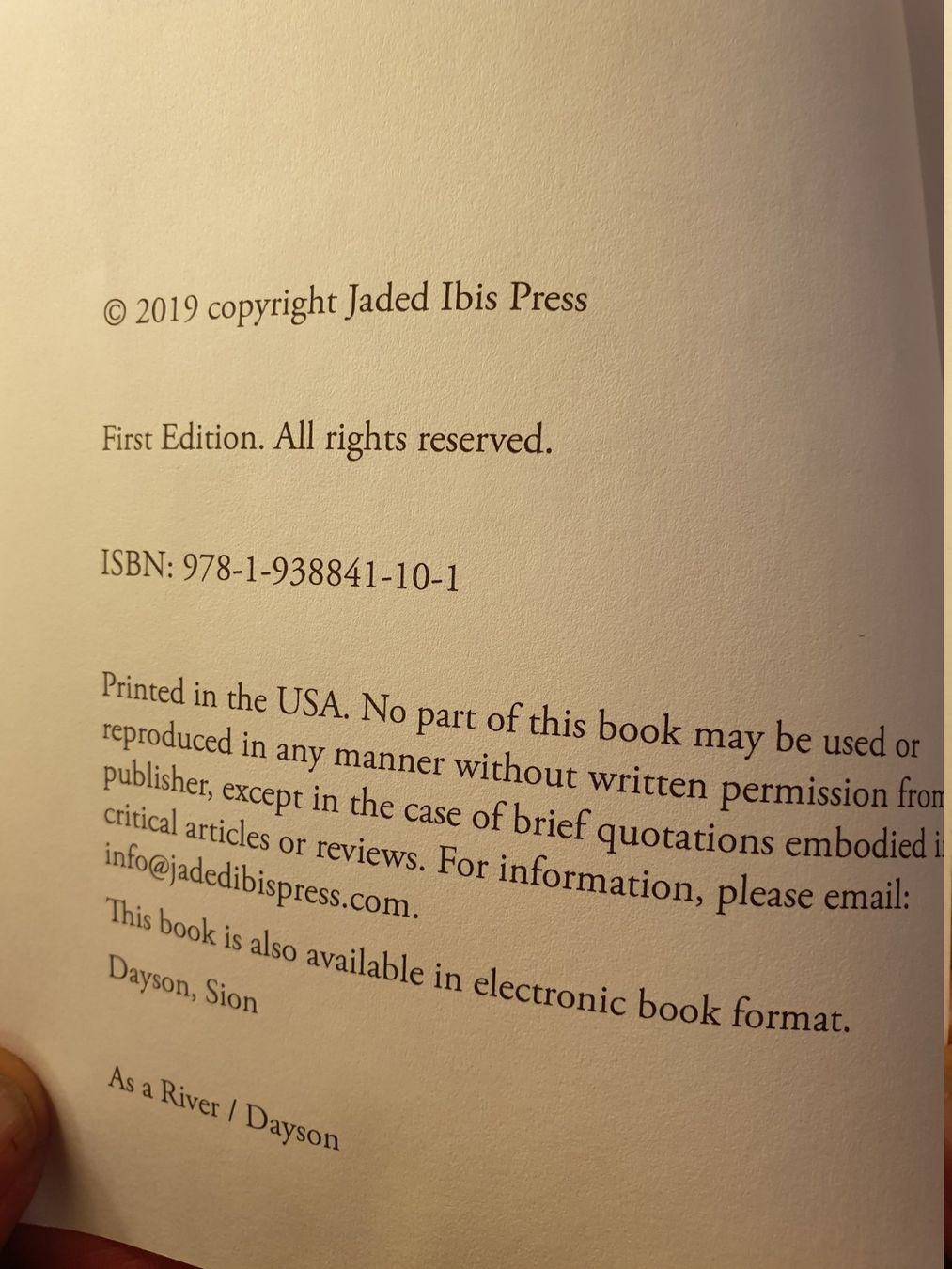 Livres: As A River - Sion Dayson – D'occasion à Zürich par loosebone 3