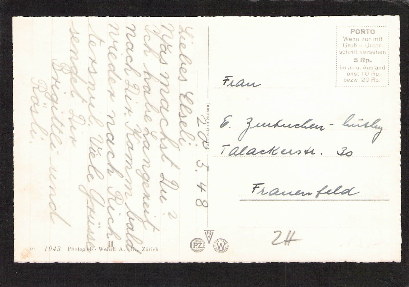 Cartoline postali: Richterswil ZH , Oldtimer SO 1572 , datiert 1948 – Usato da Reichenburg venduto da Pipo-67 1