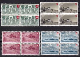 Viererblockserie Pro Patria 1947 B34 - B37 ** 30.11.1947