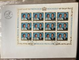 Luxemburg 1981 Ersttagsbrief Kleinbogen königliche Hochzeit