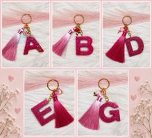 Resin Letter Keychain Pink Glitter Like New