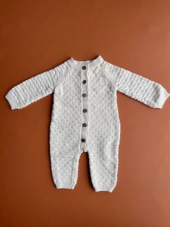 Petit Filipe Strampler 3-6M Baumwollstrick Weiss