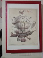 Maxi Karte Ballonpost Kunst grosse Post Luft Kugel 2teilig