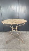 Vintage Gartentisch rund Metall weiss