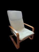 Fauteuil Ikea bois clair blanc
