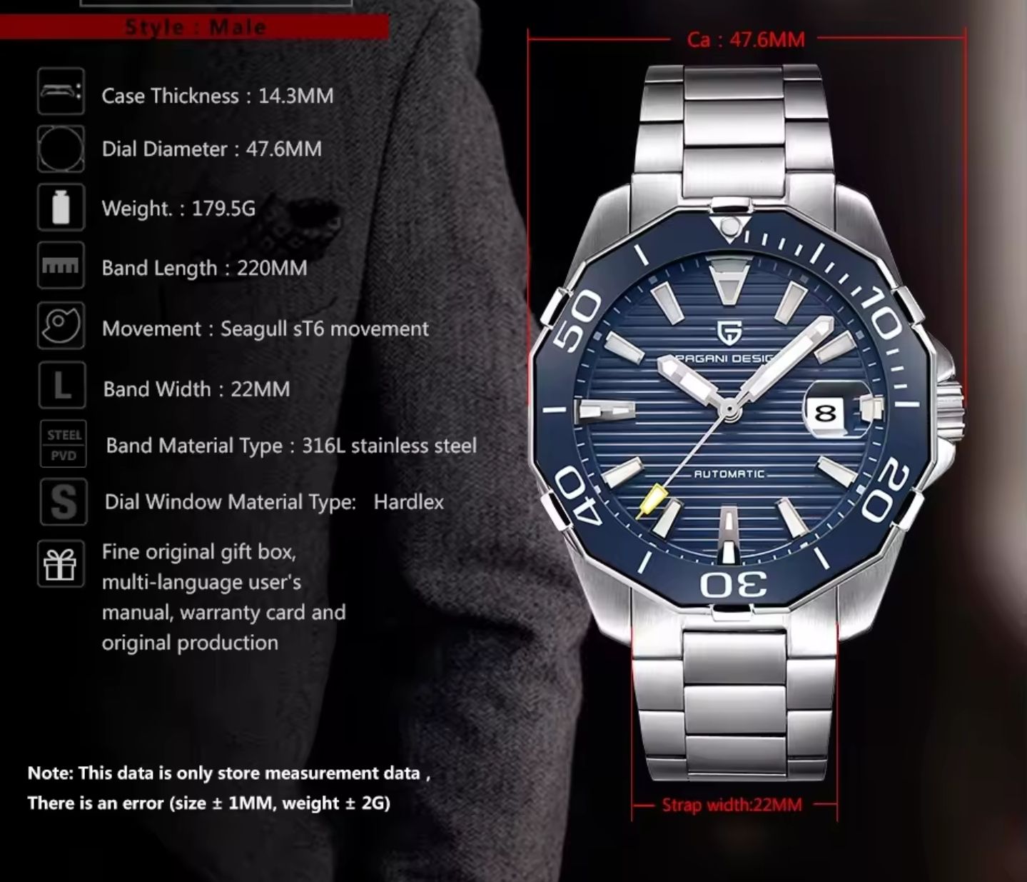 Pagani Design Uhren: Pagani Design neu unbenutzt blau – Neu (gemäss Beschreibung) aus Suhr von ChronixChronometer 4