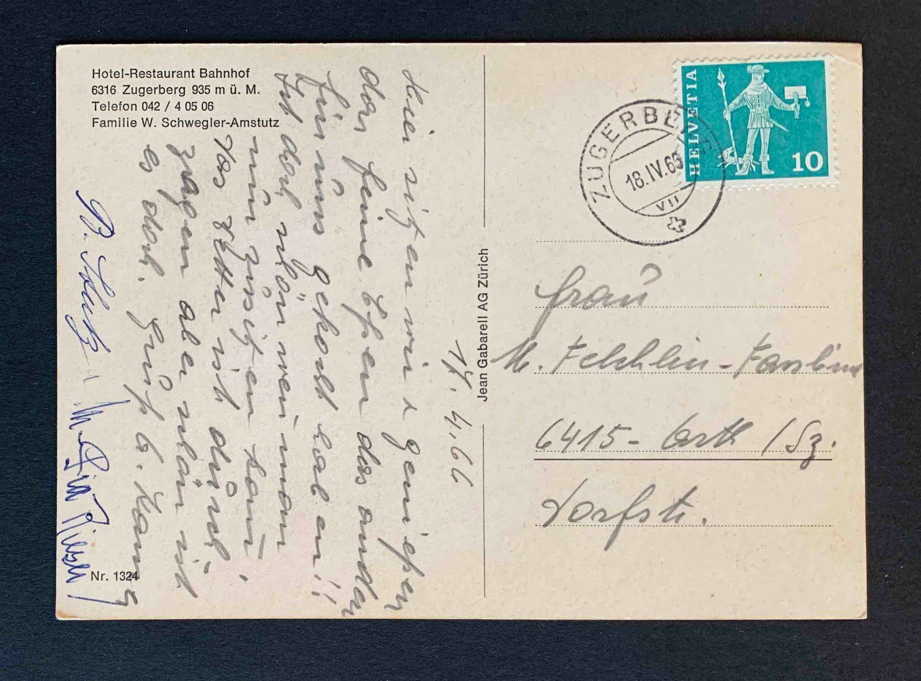 Cartoline postali: AK Hotel Restaurant Bahnhof Zugerberg – Usato da Goldau venduto da artelier1 1