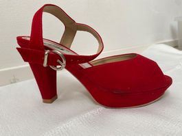 CUBE Damen Sandalen rot Grösse 37 Peep-toe Absatzschuh