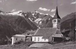 Bellwald (VS) Kirche mit Umgebung. 1956
