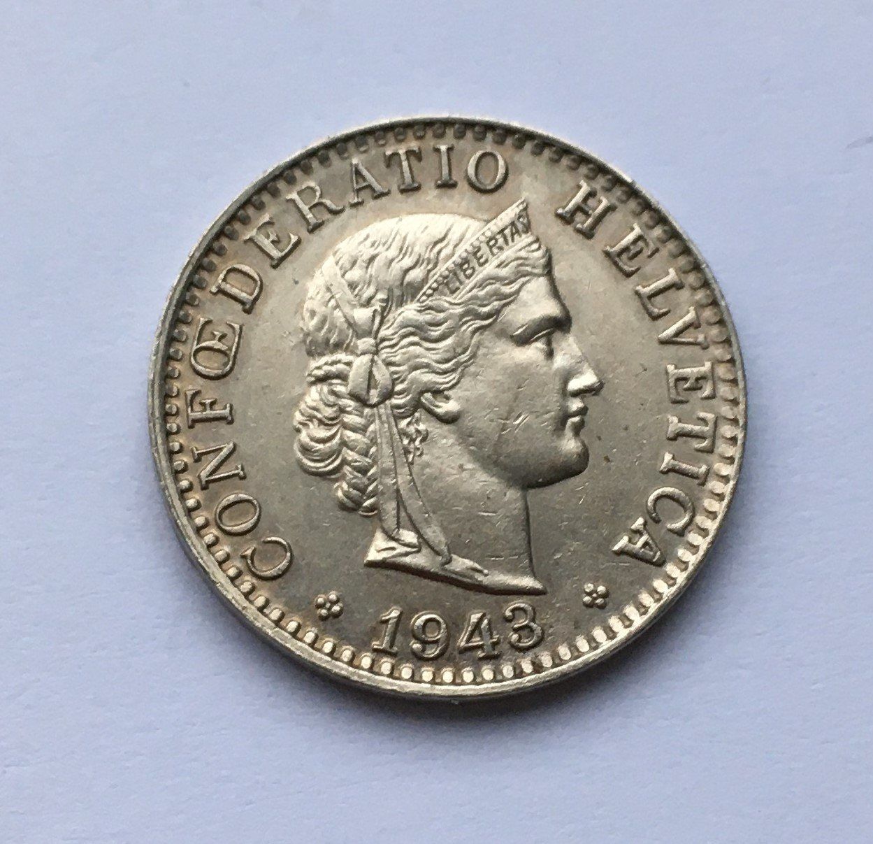 Tutti le monete: 1943 20 Rappen -unz – Usato da Kirchberg SG venduto da Zenhad69