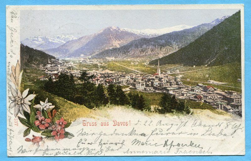 Ansichtskarten: Gruss aus Davos 1899 – Gebraucht aus Opfikon von Prophila