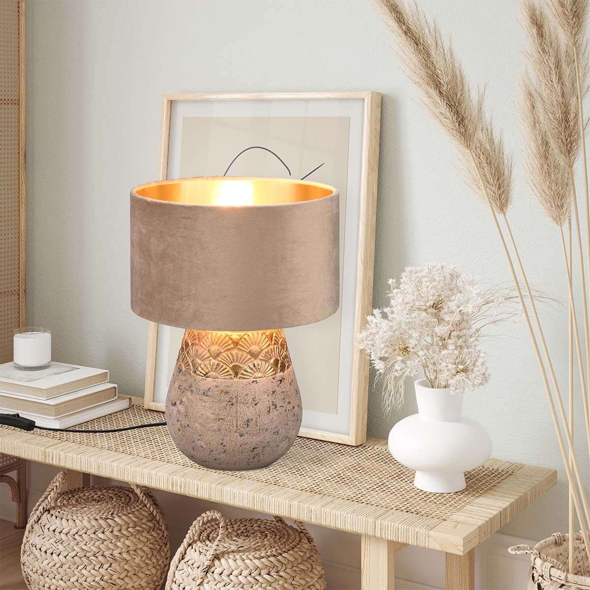 Lampade: Tischleuchte, Grau, Gold, 38 cm Höhe – Nuovo (secondo la descrizione) da Kreuzlingen venduto da Smart-Light