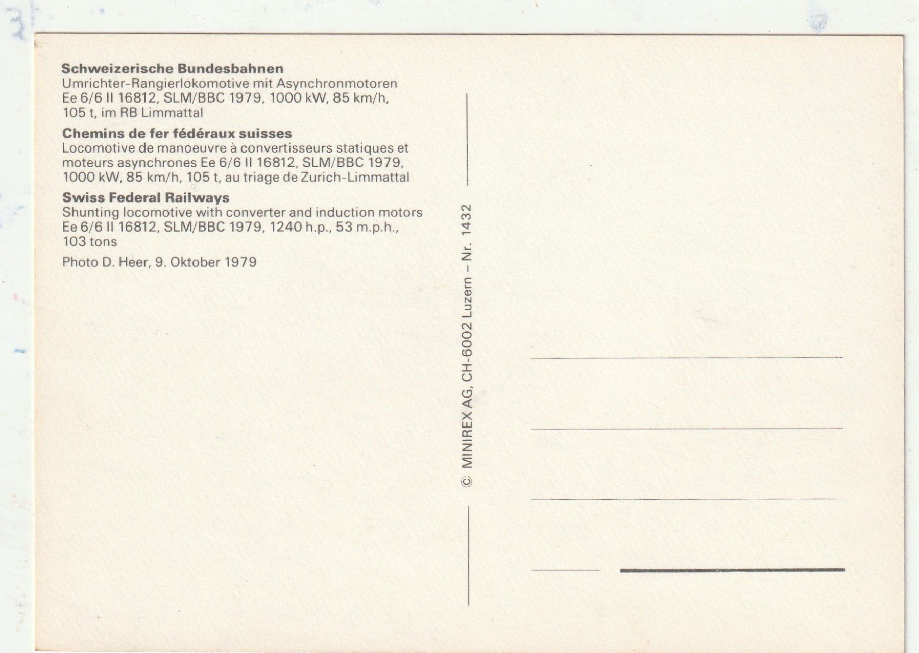Cartes postales: SchweizerBundesbahnen – D'occasion à Lumbrein par made02 1