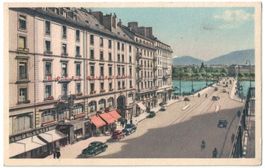 Genève, Hôtel Bristol & Minerva, voitures d'époque vers 1935