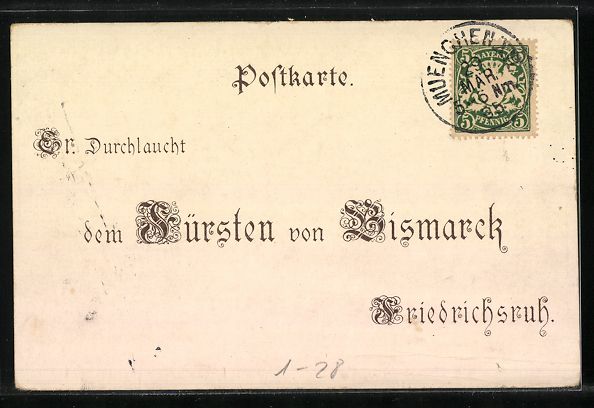 Cartoline postali: Vorläufer-Lithographie Friedrichsruh 80 – Usato da Berlin venduto da bartko-reher 1