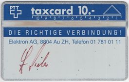 Elektron AG - sehr seltene Kunden Taxcard der Schweiz