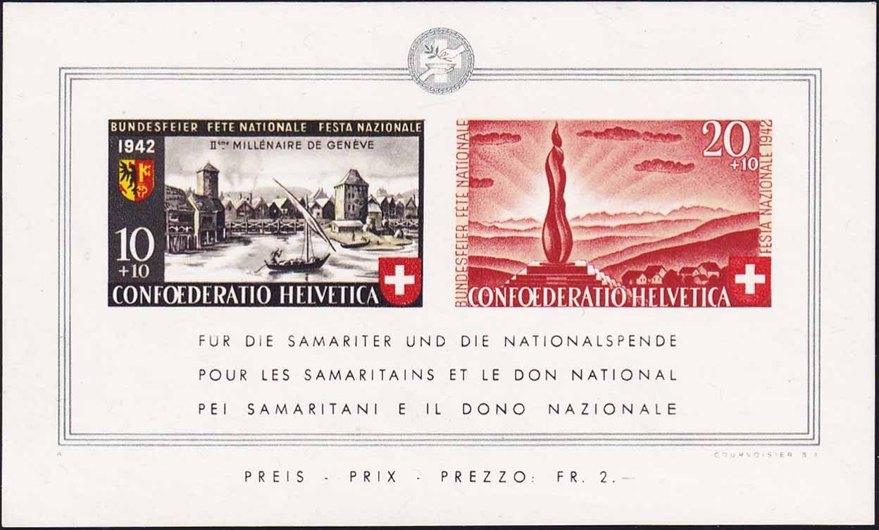 Alle Briefmarken: 1942, Bundesfeierblock ll, Nr. B19 postfr.**, fehlerfrei. – Neu (gemäss Beschreibung) aus Aesch BL von toffifee09