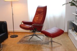 TOP STRESSLESS Relax Sessel mit Ottoman aus Leder