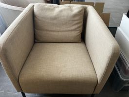 Sessel hellbeige Stoff Metallfüsse guter Zustand