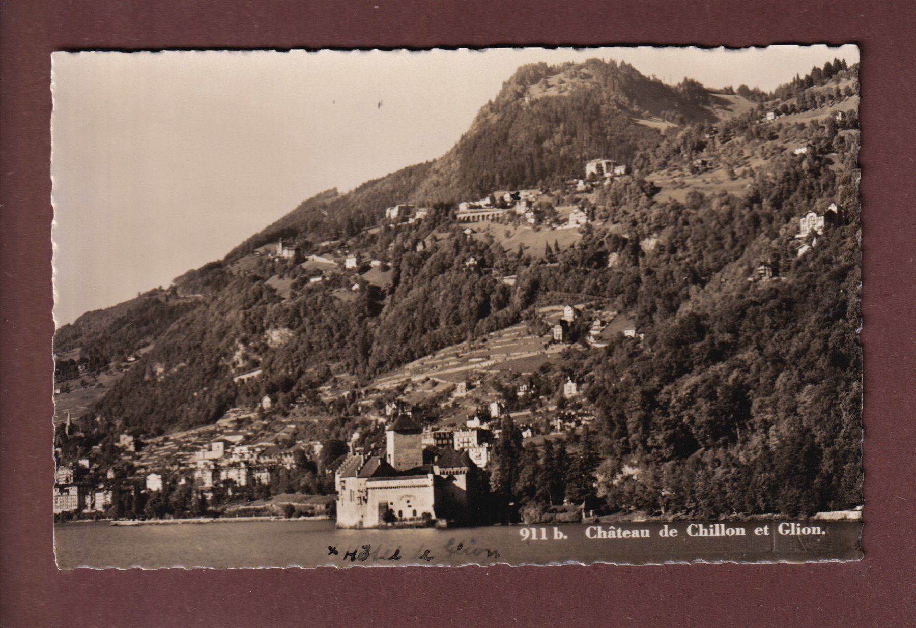 Ansichtskarten: Château de CHILLON et GLION – Gebraucht aus Pully von nicecards