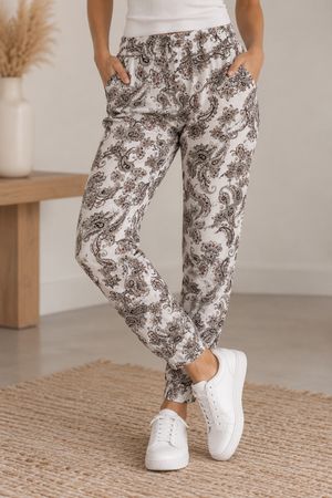 Damen Hose Vero Moda Paisley Muster weiss S