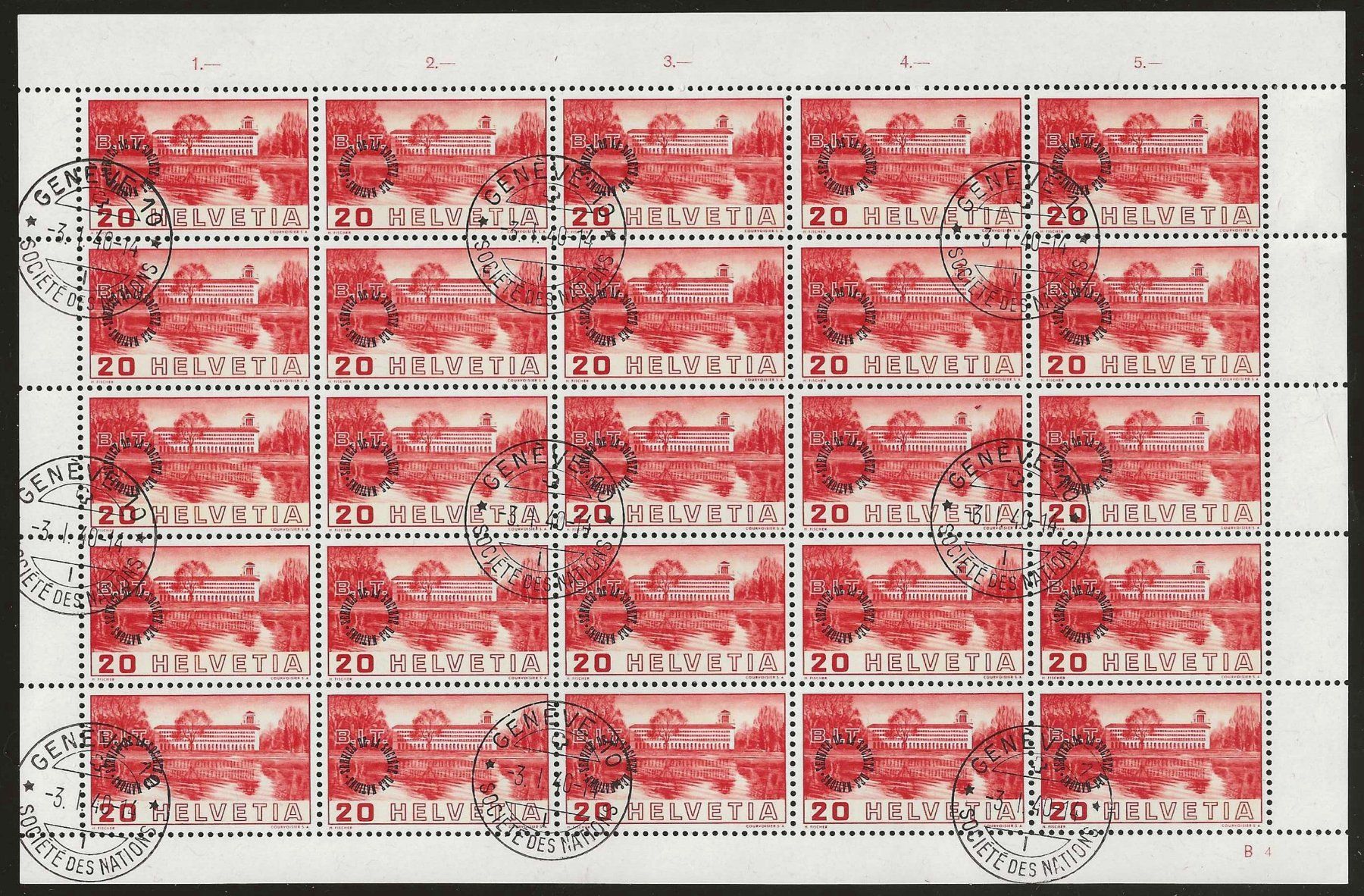 Tutti i francobolli: Originalbogen Genfer Ämter S.D.N Nr. 61 - 64, KP 1070.-- – Usato da Gümligen venduto da Geniusbuy 3