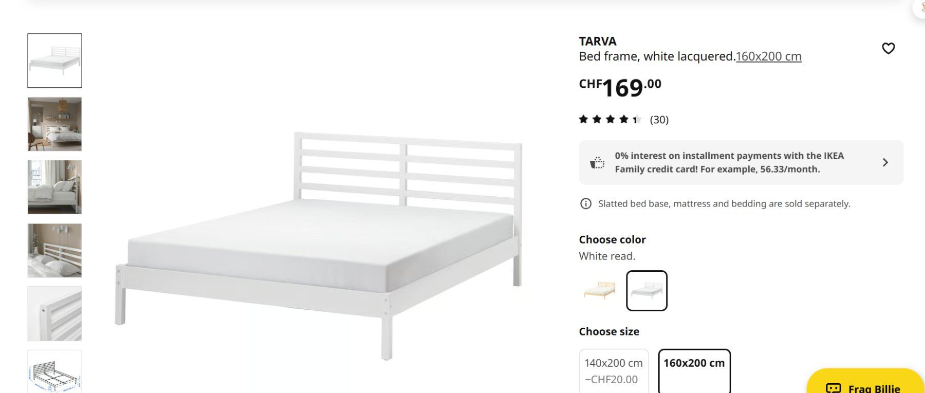 Ikea Letti: IKEA TARVA Bed frame, white lacquered.160x200 cm – Usato da Basel venduto da melisaaltindag 1