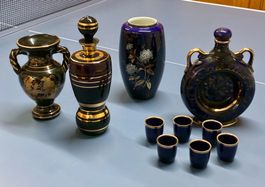 Porzellan Set Vase Karaffe Flasche Likörgläser 6 Stk.