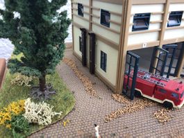Vollmer Feuerwehr Diorama, Spur H0, Handarbeit, Top!