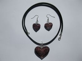 Set: Kette mit Glasanhänger und Ohrringe *OVP*