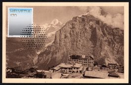 MK ANTIK Farben der CH -Gipfelgrau, Mürren mit Eiger