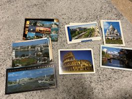 90er-Jahre Postkarten-Set Paris, Rom, Budapest, Amsterdam