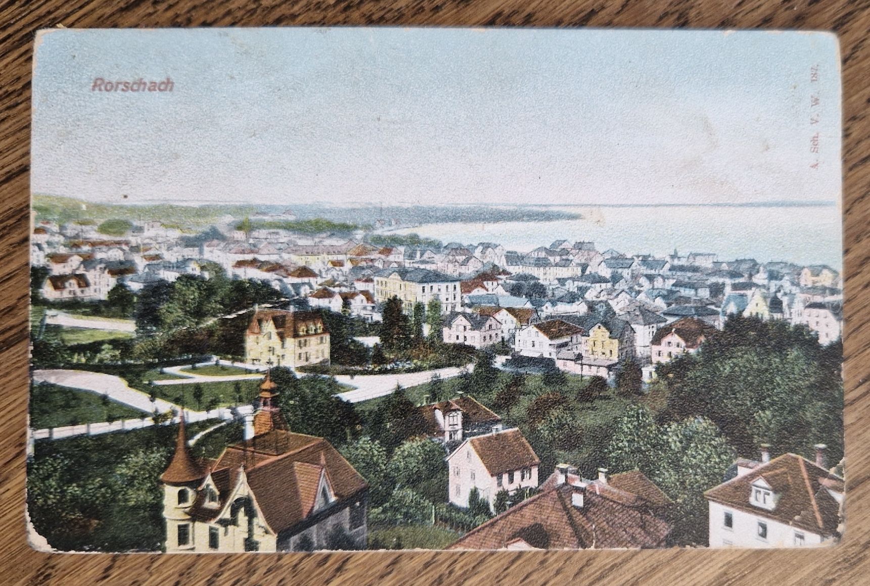 Ansichtskarten: Rorschach n. Theilingen 1908, Altersspuren – Gebraucht aus Ebikon von Donar50